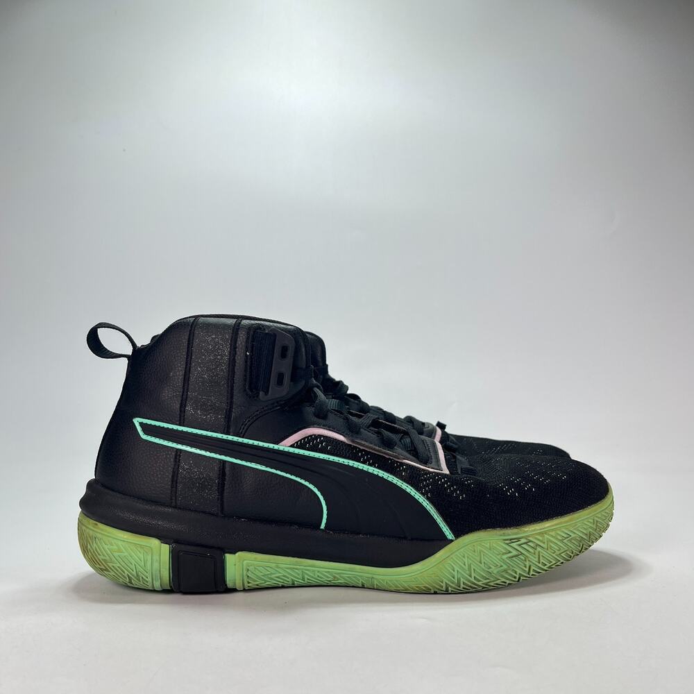 PUMA Legacy Black Green Basketball Shoes Sneakers 193419-01 Men's Size 13